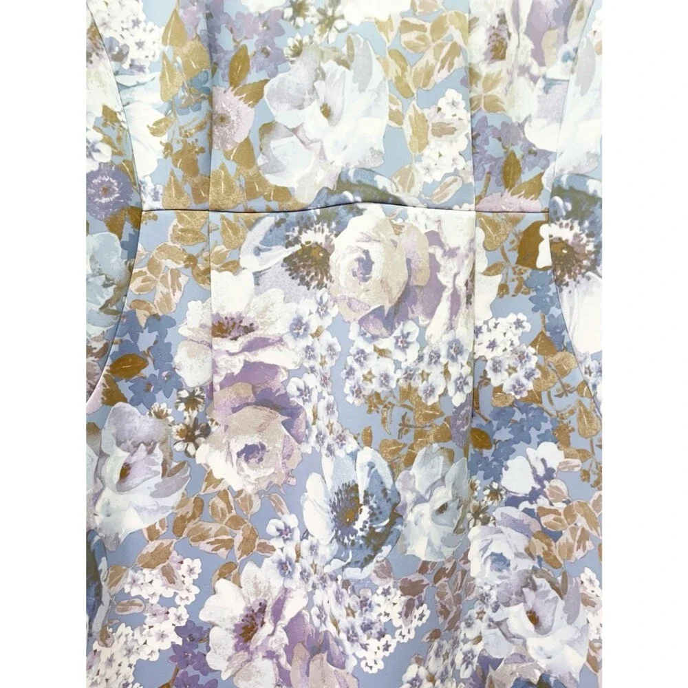 NWT Calvin Klein 22W Blue Floral Sheath Dress Plus Size Cap Sleeve Career
